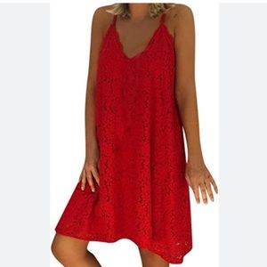 WOMAN’S red sleeveless lace overlay nightwear sexy dress size XL